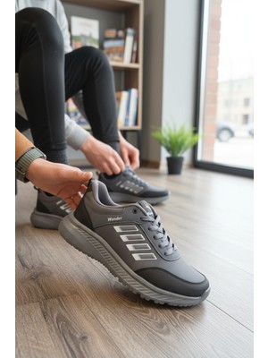 Enoch Unisex Hafif Tabanlı Bağcıklı Yürüyüş ve Koşu Ayakkabısı Günlük Sneaker