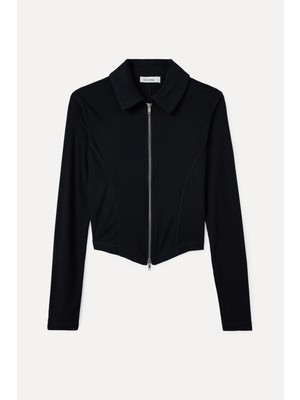 Fıtted Fermuarlı Bluz