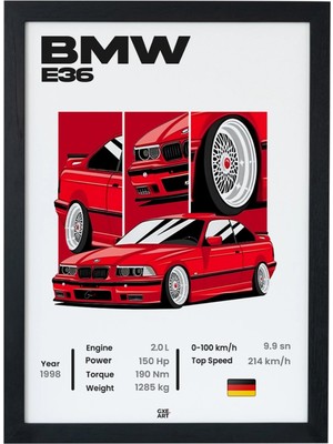 PremiumPort E36 Tasarım Siyah Çerçeveli Modern Duvar Tablosu