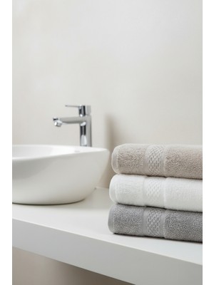 Class 3’lü 50X80 cm %100 Pamuklu Bukle El ve Yüz Havlu Seti - Wish V1 Ekru / Bej / Gri