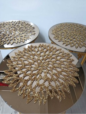 PremiumPort 3 Adet Simli Gold Suni Deri Örtü, 33CM, Dökülmez, Şıklık ve Kalite