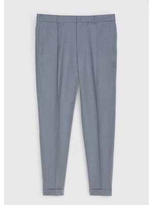 Ramsey Gri Dokuma Regular Fit Casual %100 Yün Pantolon