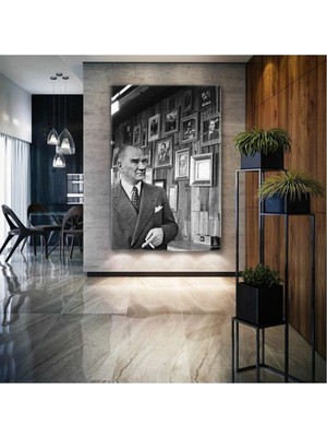PremiumPort Izmirli Atatürk Portresi Kanvas Tablo, Şık ve Modern Dekorasyon Için