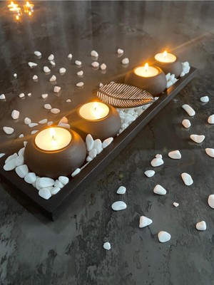 PremiumPort Şık Dekoratif Tealight Mumluk Seti, Hediyelik ve Ev Dekorasyonu Için