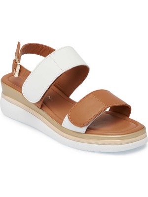 Tergan Beyaz Hakiki Deri Kadın Sandalet - K25Y1SN67854-L40