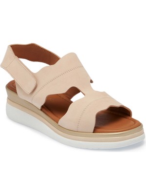 Tergan Bej Nubuk Deri Kadın Sandalet - K25Y1SN67853-B23