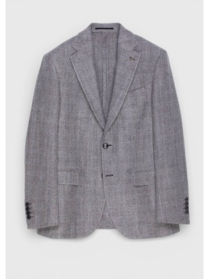 Ramsey Mürdüm Kareli Zeroweight Slim Fit Yün Karışımlı Ceket