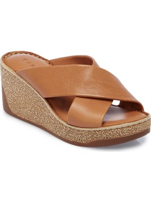 Tergan  Taba Hakiki Deri Kadın Terlik - K25Y1TR67834-A29