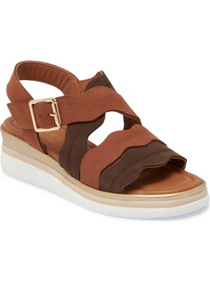 Tergan Taba Nubuk Deri Kadın Sandalet - K25Y1SN67855-G99