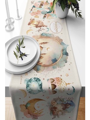 PremiumPort Ramazan Ram Kurusu Ramazan Kareem Süet Dokuma Runner 140X40 cm