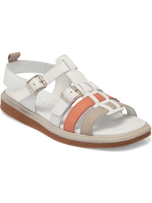 Tergan Beyaz Hakiki Deri Kadın Sandalet - K25Y1SN67792-A26