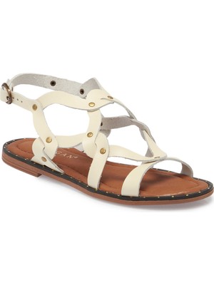 Tergan Bej Hakiki Deri Kadın Sandalet - K25Y1SN67788-A25