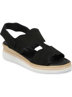 Tergan Siyah Nubuk Deri Kadın Sandalet - K25Y1SN67853-A64