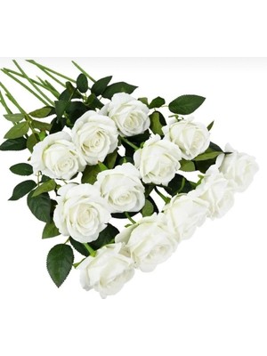 PremiumPort Yapay Kadife Gül Dalı Seti, 10'lu, Estetik ve Şık Dekorasyon Ögesi