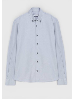 Ramsey Gri Düz Regular Fit Dokuma Casual %100 Pamuk Gömlek