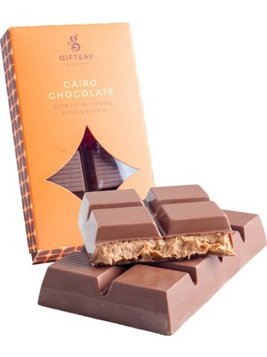 Gifteay by Taze Çikolata Dubai Çikolatası Cairo %75 Çıtır Lotus Kremalı Belçika Sütlü Tablet Çikolata 200g
