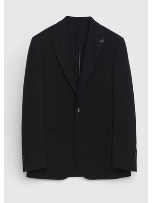 Ramsey Siyah Düz %100 Yün Ceket