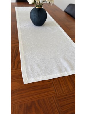 PremiumPort Keten Görünümlü Jakarlı Runner 45X140 Cm, Şık ve Zarif Dekorasyon Parçası