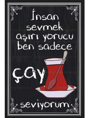 PremiumPort Neşeli Çay Sözleri Duvar Tablosu, Retro Ahşap Ev ve Mutfak Dekoru