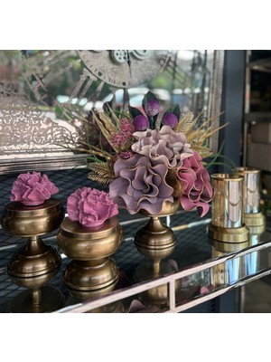 PremiumPort Renkli Yapay Çiçekli 5 Parça Set, Şık ve Zarif Dekorasyon Aksesuarı