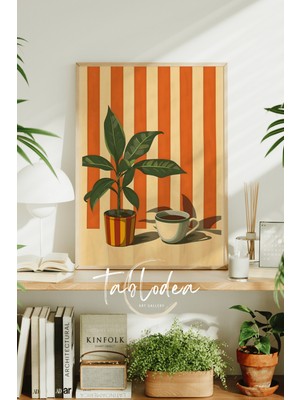 PremiumPort Modern Kahve Köşesi Dekoru Çerçeveli Poster Tablo, Minimalist ve Bohem Tarz