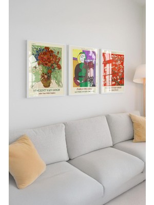 PremiumPort Modern Sanat Ikonları 3'lü Tablo Seti, Şık ve Estetik Dekorasyon