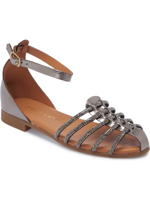 Tergan  Platin Hakiki Deri Kadın Sandalet - K25Y1SN67777-M4Q