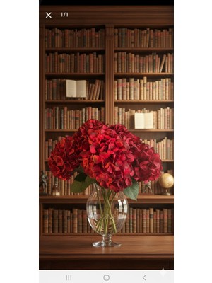 PremiumPort 5 Dallı Bordoyapay Lüx Ortanca Vazo, Ev ve Balkon Dekorasyonu