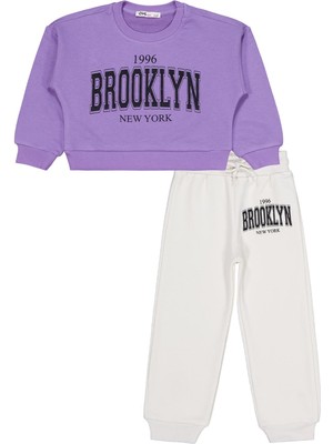 Civil Girls Brooklyn Baskılı 2-5 Yaş Eşofman Takımı - Lila 5-6 Yaş