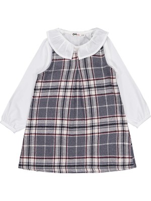 Civil Girls Bebe Yaka 2-5 Yaş Elbise - Gri 4-5 Yaş