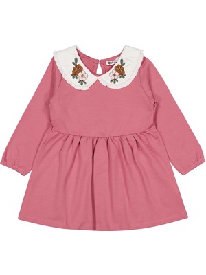 Civil Girls Yakası Nakışlı 2-5 Yaş Elbise - Pembe 3-4 Yaş