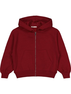 Civil Girls Düz 6-9 Yaş Hırka - Bordo 6-7 Yaş