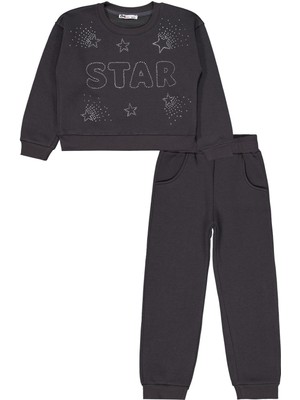 Civil Girls Star Baskılı 6-9 Yaş Eşofman Takımı - Gri 6-7 Yaş