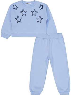 Civil Girls Yıldız Pul Nakışlı 2-5 Yaş Eşofman Takımı - Mavi 4-5 Yaş