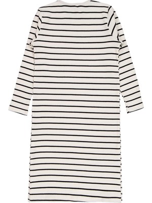 Civil Girls Kalın Çizgili 10-13 Yaş Elbise - Ekru 10-11 Yaş