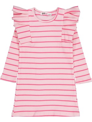 Civil Girls Çizgili 6-9 Yaş Elbise - Pembe 6-7 Yaş