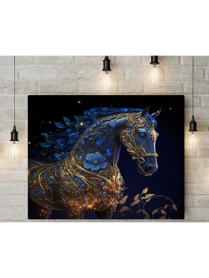 PremiumPort Inci Görünümlü At Dekoratif Kanvas Duvar Tablosu, Şık ve Zarif Tasarım