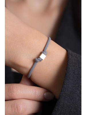 Bayar Gold 14 Ayar Altın Gri Kadın/Erkek Küp Bileklik