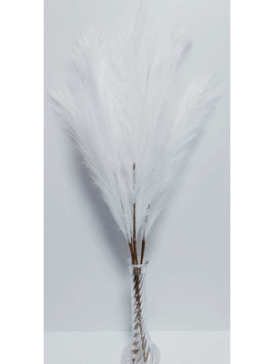 PremiumPort 2 Adet Tekdal Yapay Çiçek Pampas Dalı Beyaz 75 cm
