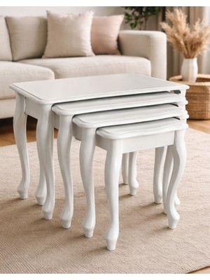 KS Lükens Dörtlü Bej Renk (4) Zigon Sehpa Seti