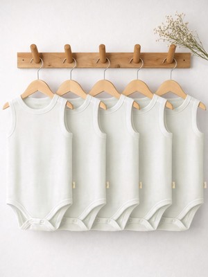 Civil Baby Organik 5 Li Sıfır Kol 1-3 Yaş Çıtçıtlı Badi - EKRU18-24 Ay