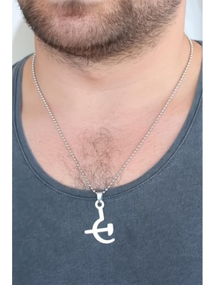 Inure Jewelry Silver Renk Metal Orak ve Balta Figürlü Erkek Kolye