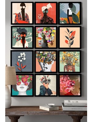 PremiumPort Renkli 12 Parça Çerçeve Görünümlü Duvar Dekoru Seti, Şık ve Modern Tasarım