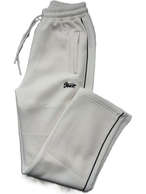 Gruva Erkek A Kalite 3 Iplik Kalın Kumaş Bol Kesim Baggy Eşofman Altı – Beyaz