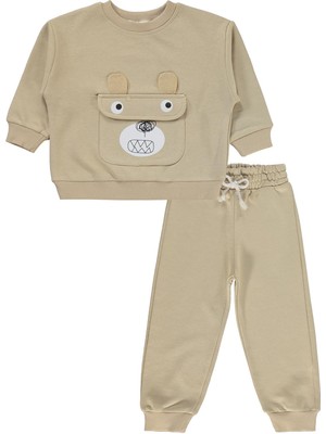 Civil Boys Cep Ayı Nakışlı 2-5 Yaş Eşofman Takımı - Bej 2-3 Yaş