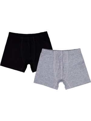 Domi Kids Gri-Siyah 2-8 Yaş Erkek Çocuk 2'li Boxer - Standart 4-5 Yaş