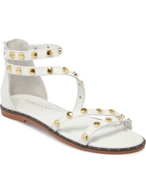 Tergan Beyaz Hakiki Deri Kadın Sandalet - K25Y1SN67776-A26