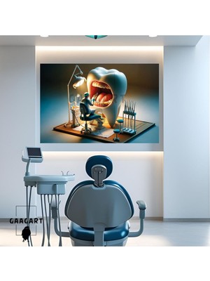 PremiumPort Yatay Kanvas Diş Hekimi Temalı Dekoratif Tablo, Şık ve Modern Tasarım