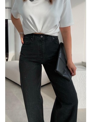 Et Siyah Pırıltılı Jean