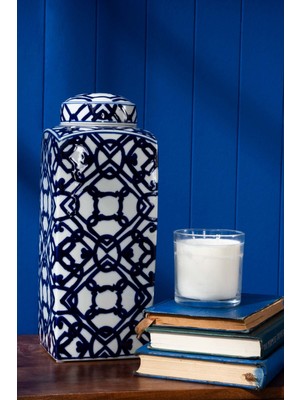 PremiumPort Blue White Dikdörtgen Küp, 37 Cm, Modern ve Şık Tasarım